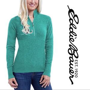 Eddie Bauer Turquoise Quarter Zip Knit Pull Over - Women’s L